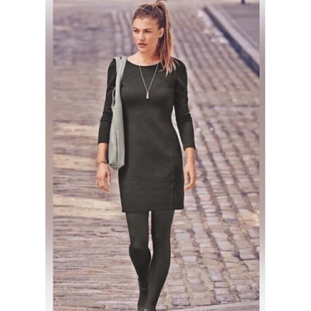 Athleta Illusion Woman's Sz S Charcoal Gray Ponte Knit Bodycon Dress